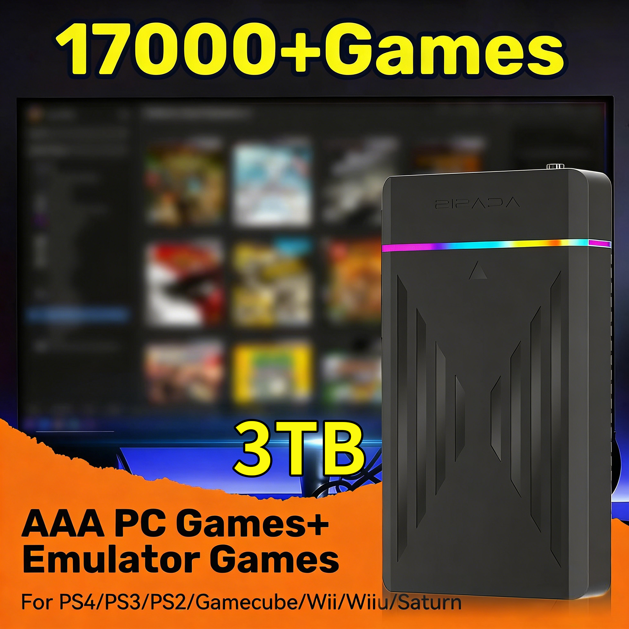 Gaming Console In Chinese - Portable 3TB Gaming HDD Video Game