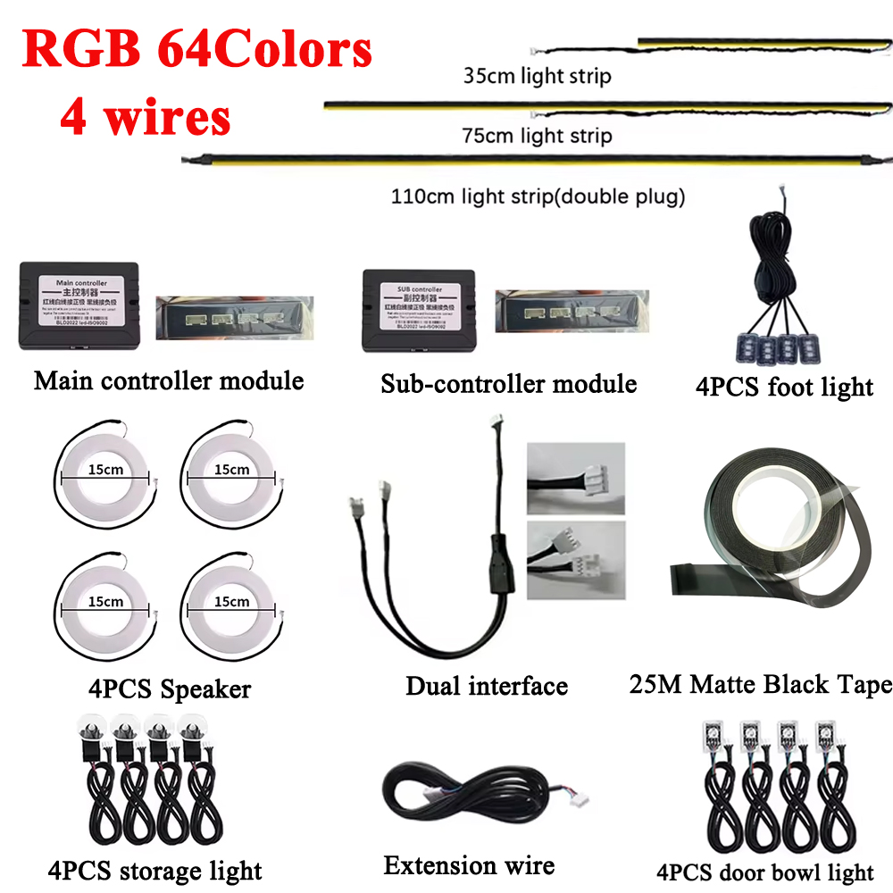 RGB 64 Colors LED Car Ambient  - огляд і ціна Led Gaming Light Strip