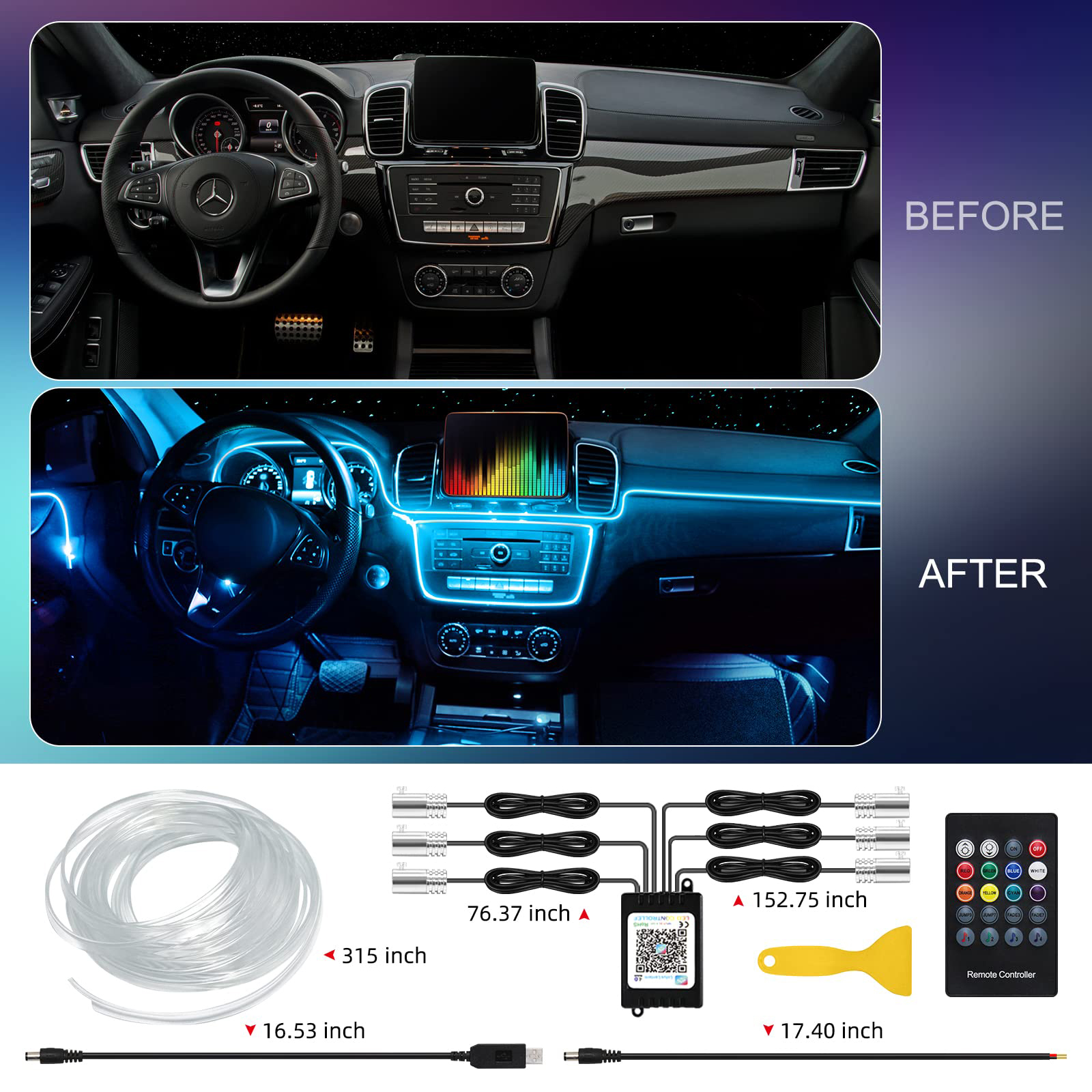 LED Car Interior Ambient Strip - огляд і ціна Led Gaming Light Strip