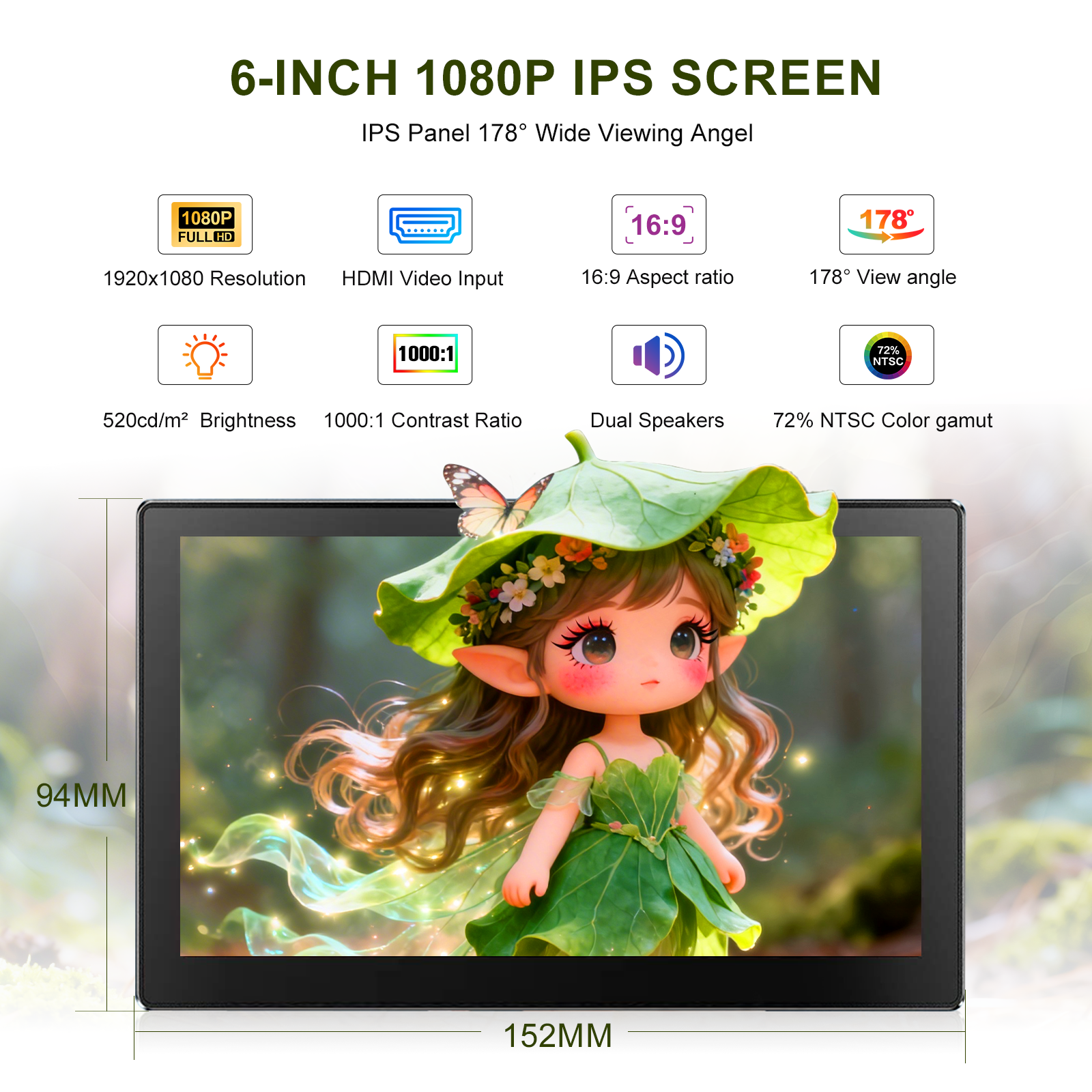 6 Inch Portable Monitor HD 108 - огляд і ціна Laptop Gaming Console