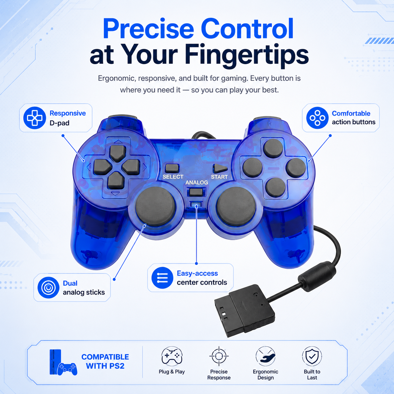 hot sale Gamepad Blue Game Con - огляд і ціна Gaming Console Sale