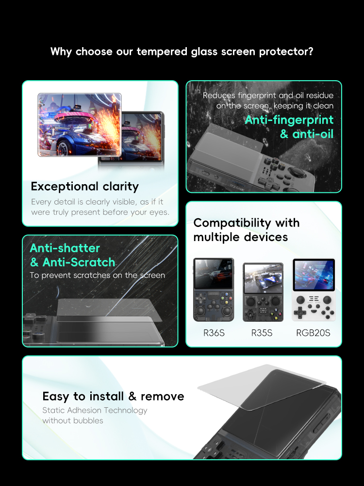 DATA FROG Tempered Glass Scree - огляд і ціна Gaming Console R36S