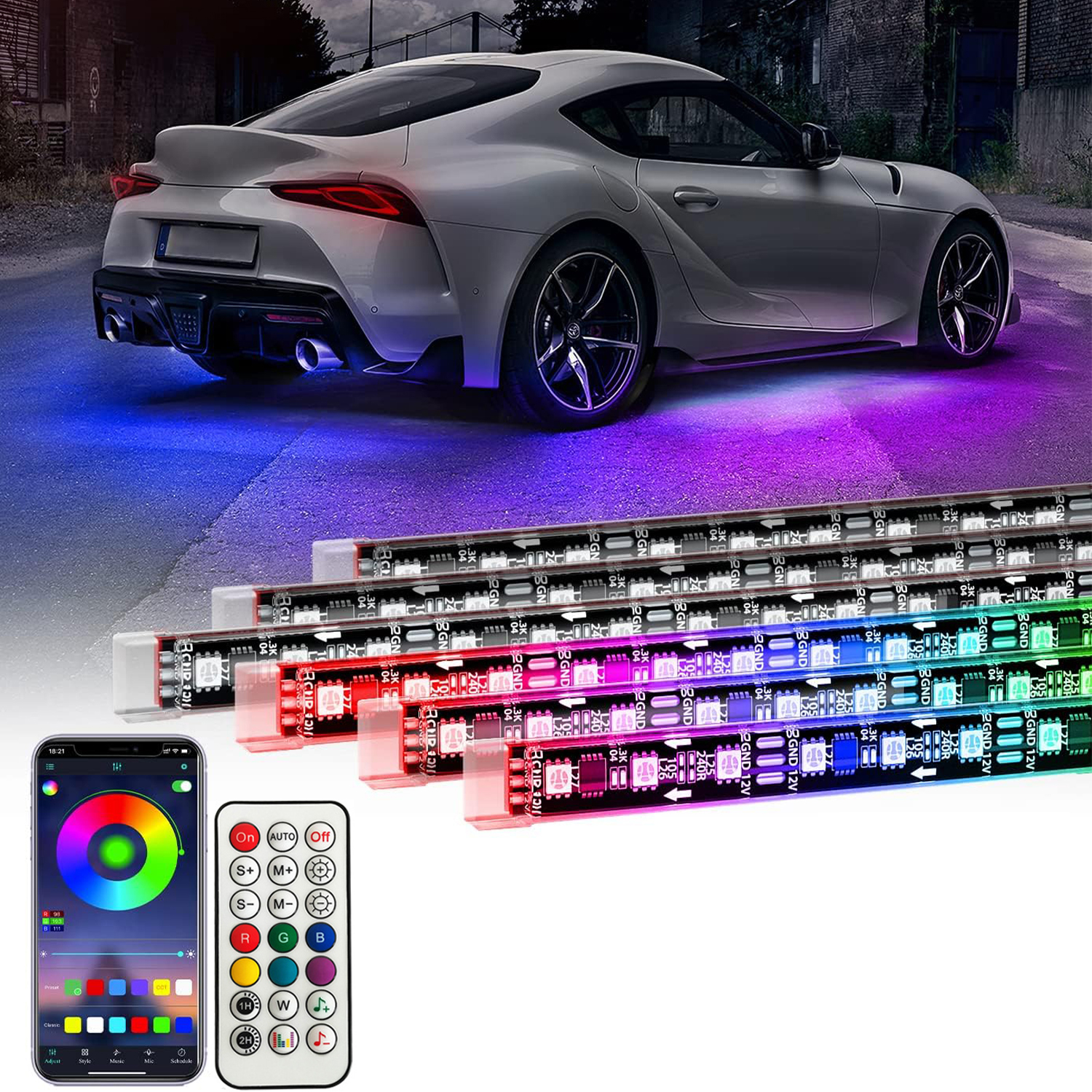 RGB Flexible Car Underglow Lig - огляд і ціна Led Gaming Light Strip