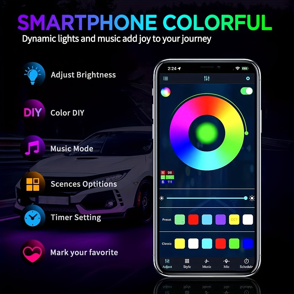 RGB Flexible Car Underglow Lig - огляд і ціна Led Gaming Light Strip